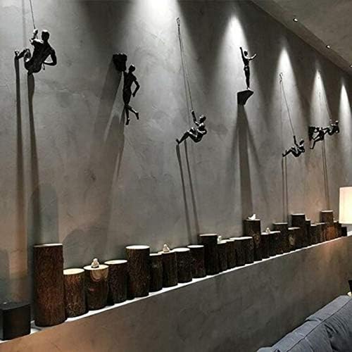 Climbing Man Wall Sculptures 3D Wall Art Decor, Rock Climbing Gifts Modern 3D Wall Decoration Resin Sculpture Creative Climbing Man Wall Sculptures, Creative Handmade Home Unique Decor (Set of 6)