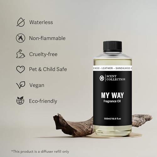 Luxury Hotel Scent My Way Diffuser Oil (500ml/16.9Fl oz) - Essential Aromatherapy for Large Room & Home - Premium Fragrance Oil Blend for Ultrasonic & Waterless Diffusers - Sandalwood, Cedarwood, Iris