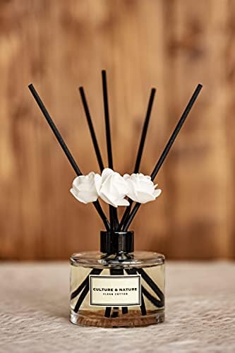 CULTURE & NATURE Reed Diffuser Set 6.7oz (200ml) English Pear & Freesia Scented Diffuser with Sticks Home Fragrance Reed Diffuser for Bathroom Shelf Decor