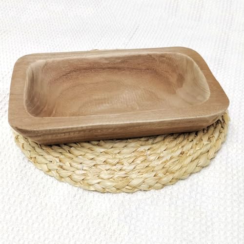 Wooden Dough Bowl Decor, Vintage Wooden Bowl Hand Carved Home Decor for Dining Table Center, Living Room, Kitchen Decor. (10inch brown)