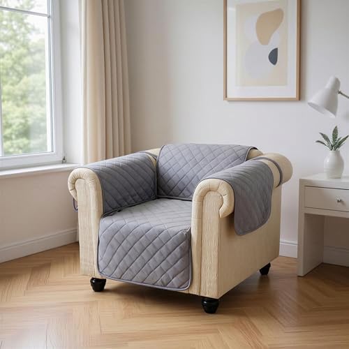 Amazon Basics Reversible Sofa Slipcover, One Seat, Small, Gray/Light Gray