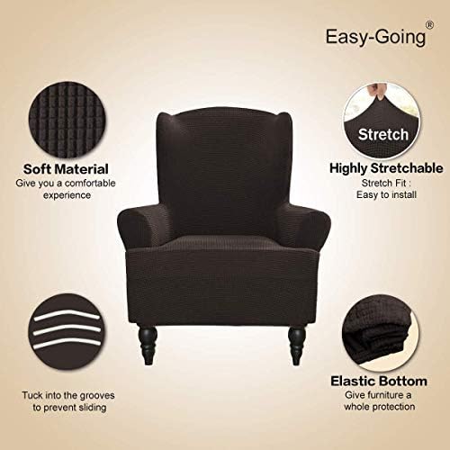 Easy-Going Stretch Wingback Chair Sofa Slipcover Chocolate