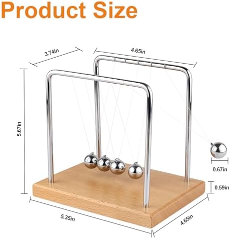 Newton's Cradle Balance Balls Fascinating Physics Gadget for Home and Office 5 Beads (5 Beads)