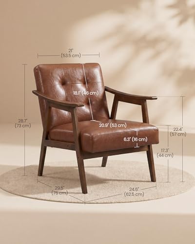 VASAGLE Accent Chair, PU Leather Armchair, Button Tufted, Thick Cushion