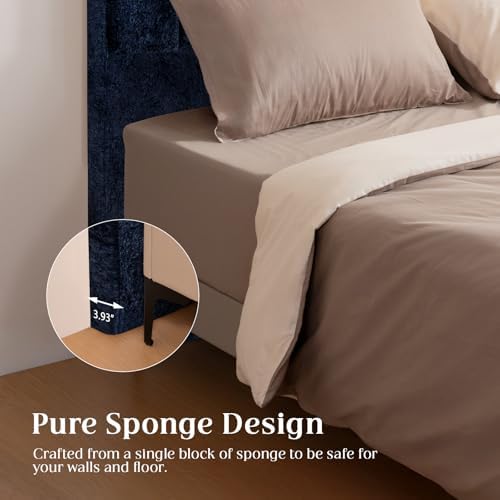 Queen Headboard, Blue Upholstered Headboard for Bed, No Assembly