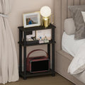 Furinno Turn-N-Tube Narrow Night Stand, 3-Tier Rectangular Nightstand with Storage Shelf, Slim Toolless Bedside Table, End Table, Side Table, for Bedroom, Closet, Dorm, Espresso
