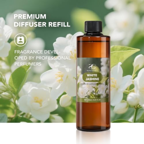 Diffuser Oil Refill, 250ml / 8.45 fl oz, Jasmine - Reed Diffuser Oil Refill for Home Fragrance, Scented Oil for Reed Diffuser Bottles, Floral, Ylang Ylang & Woody Notes