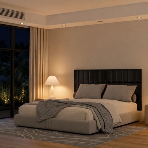 Elvone Upholstered Peel and Stick Headboard Panels, Black, 12 Pack