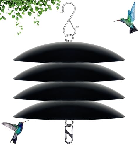 10-Inch Mini Hummingbird Feeder Rain Guard,Bird Feeder Dome Guard,Squirrel Baffle for Hanging Feeder in the Outdoors (Black), 4 Pack