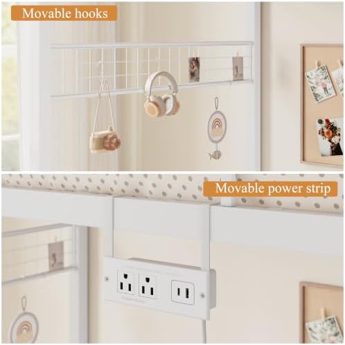 Bunk Bed Twin Over Twin with Desk, L-Shaped Loft Beds with Charging Station, 3 Storage Drawers & Shelves, Bunk Beds with Safety Guardrail & Ladder for Kids/Teens, No Box Spring Needed, White