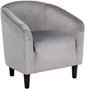 Yaheetech Small 25.5in Wide Velvet Barrel Accent Chair for Bedroom, Gray