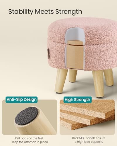 SONGMICS Foot Stool Ottoman, Small Storage Ottoman with Legs, 12.2 Inches