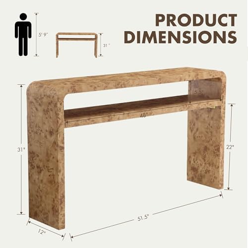 Hyfirm Burl Wood Style Console Table for Entryway, Sofa Table Behind Couch