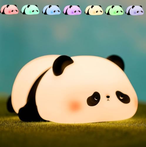 Panda Night Light for Kids, Squishy Silicone Voice Control 7 Color Lamp
