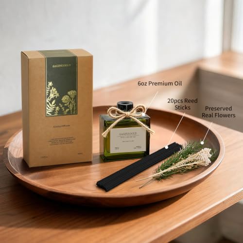 Reed Diffuser, 6.1 oz Clean Linen & Amber Scent Diffuser with Sticks & Dried Flowers, 120 Days Long Lasting diffusers for Home, Elegant Fragrance for Bathroom Bedroom Office Decor Air Fresh
