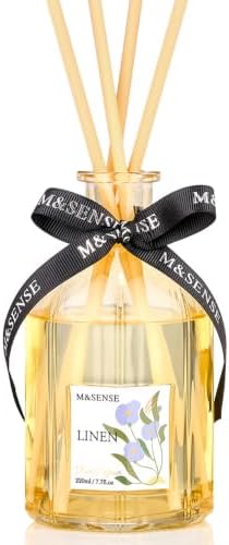 M&SENSE Reed Diffuser Set, Linen, 7.7 oz Natural Essential Oil