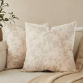 2 Pack French Floral Throw Pillow Covers 18x18in, Grey/Cream