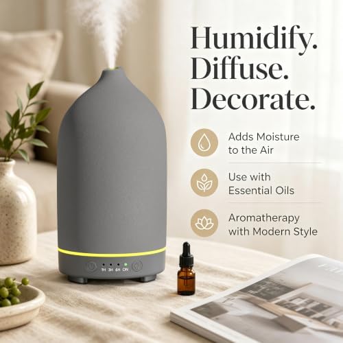 Gooamp 200ML Ceramic Essential Oil Diffuser for Home, Stone Diffuser
