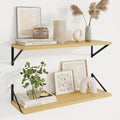 Axeman 30 Inch Floating Shelves, 10 Inch Deep Oak Wall Shelves Set of 2