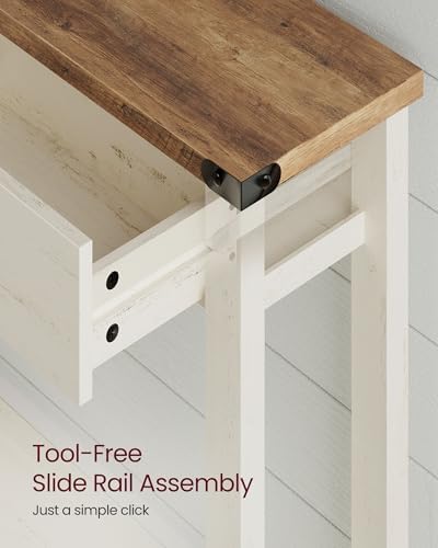 VASAGLE 47.2" Narrow Console Table with 3 Drawers and Open Storage Shelf