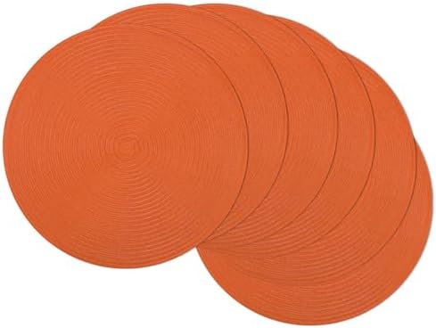 SHACOS Round Braided Fall Placemats Set of 6 Bright Orange Place Mats