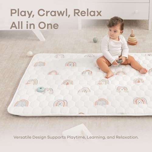 Comfy Cubs Rectangle Kids Play Mat Small 36x60in Baby Floor Mat - Rainbow