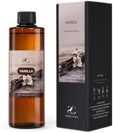 Diffuser Oil Refill, 250ml / 8.45 fl oz, Vanilla - Reed Diffuser Oil Refill for Home Fragrance, Scented Oil for Reed Diffuser Bottles, Vanilla, Cream & Caramel Notes