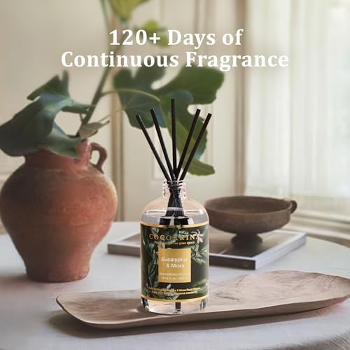 Cocorrína Reed Diffuser Refill Eucalyptus & Moss 10.15oz (300ml) with 8 Sticks - Premium Long-Lasting Floral Essential Oil, Home Fragrance for Bedroom, Bathroom Home Decor