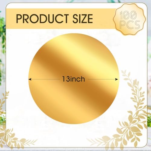 KesaPlan 100PCS 13in Round Gold Placemats, Disposable Paper Chargers Plate