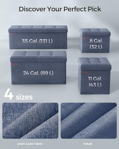 SONGMICS 43.3 Inches Folding Storage Ottoman Bench, Load 660 lb