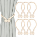 KLOGTSIND Magnetic Curtain Tiebacks, 6 Pack Wood Bead Curtain Holdbacks