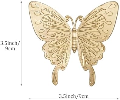 Gold Butterfly Sculpture - Solid Metal Insect Ornament - Mini Butterfly Figurine for Home, Office, Garden & Desktop Decor