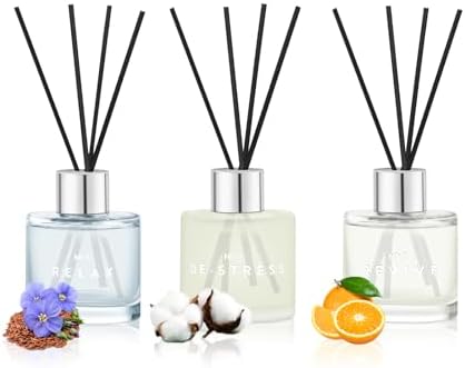 3 Pack Fragrance Reed Diffusers, 50ML Clean Linen Cotton Citrus Orange