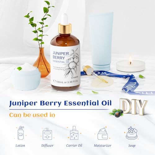 HIQILI Juniper Berry Essential Oil for Aromatherapy,Hair & Skin Care