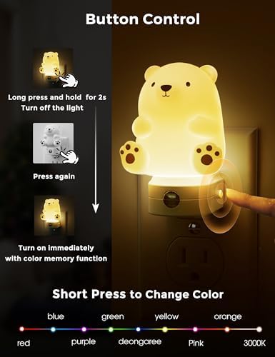 L LOHAS LED Night Light for Kids, 3D Cute Bear Night Light Plug in