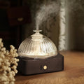 Glass Dome Essential Oil Diffuser with Glass Reservoir & Wood Base-Plastic Free, 200ml Ultrasonic Diffuser for Aromatherapy with Timer 7 Color Light Auto-Off for Home Office Yoga Dark Brown