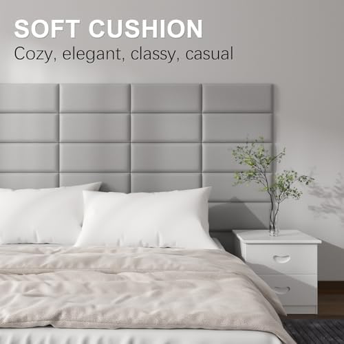 Headboards Wall Panel for Full, Queen and King - Self-Adhesive 3D Upholstered Panel for Bedroom/Living Room (12 Pieces 9.84 in x 23.6 in)