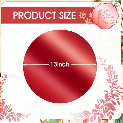 KesaPlan 100PCS 13in Round Red Placemats, Disposable Paper Chargers Plate