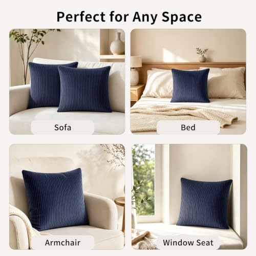 2 Pack 18 x 18 Decorative Throw Pillows with Insert Included
