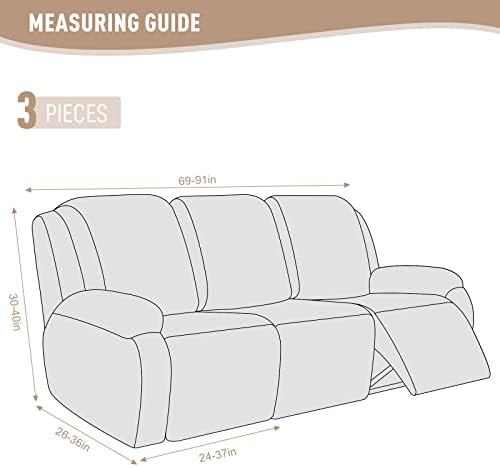 KinCam Recliner Sofa Covers, Stretch Reclining Cover, Vanilla