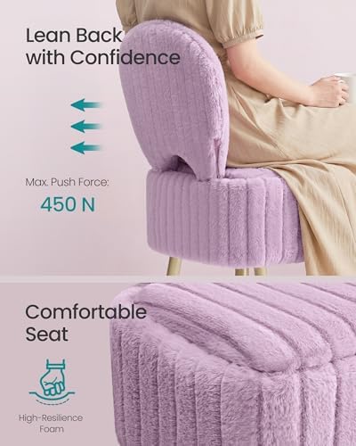 SONGMICS Vanity Chair, Makeup Stool with Folding Backrest