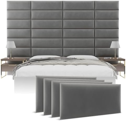 Vänt Wall Mounted Headboard Panels, King/Twin, Velvet Smoke Grey