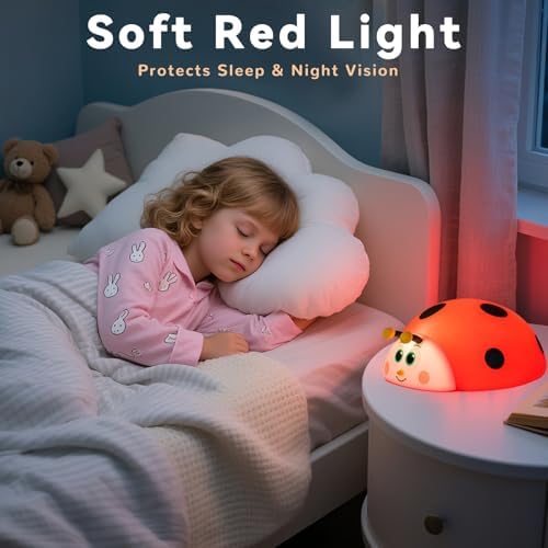 AVEKI Cute Ladybug Nightlight for Baby, Soft Silicone Night Light ﻿