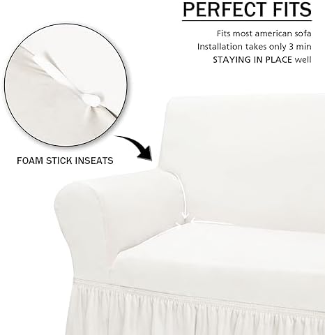 NICEEC Love Seat Couch Covers Loveseat Covers Universal Cover with Skirt