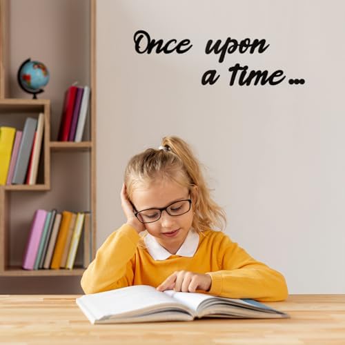 Once Upon a Time Wood Sign, Black Kids Reading Corner Nursery Wall Decor