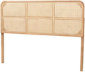Bali & pari Lainer Modern Bohemian Natural Finished Bayur Wood and Natural Bamboo Queen Size Headboard