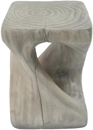 Christopher Knight Home Novi Outdoor Accent Table, Twist-Shaped MGO Sofa Side End Table, Garden Stool for Patio Balcony Beach Pool, Lightweight Concrete, Wood-Like Texture, Gray