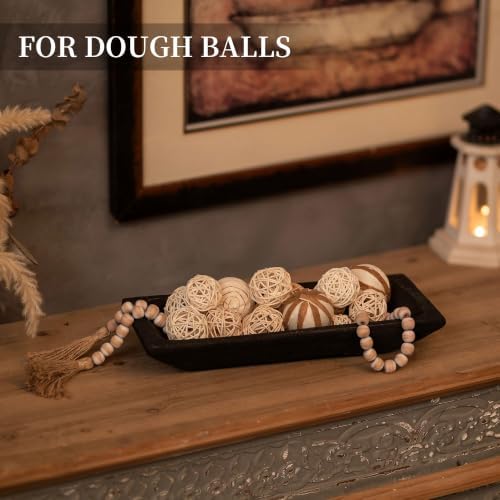 Hanobe Wood Decorative Bowl for Coffee Table Entryway Decor, Rustic Black