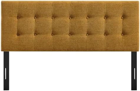 Modway Emily Full Size Performance Fabric Headboard in Copper - Linen-Like Upholstery with Button Tufting and 7 Adjustable Height Positions