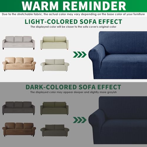 MAXIJIN Stretch Extra Large Couch Cover Sofa Covers (91"-110" Oversized Sofa Slipcovers with Non-Slip Foam & Elastic Strap, Dog Cat Pet Friendly Furniture Protector (X-Large, Navy Blue)